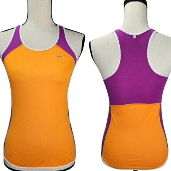 Nike Tops - Nike Dri-Fit Women's Purple Orange Color Block Racerback Athletic Tank Top M